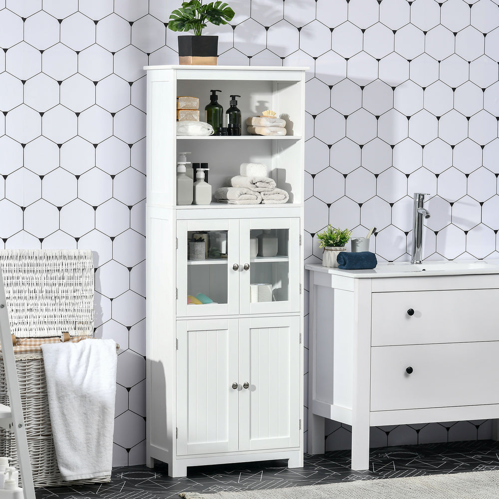 Garde-manger 4 portes avec étagère réglable, blanc