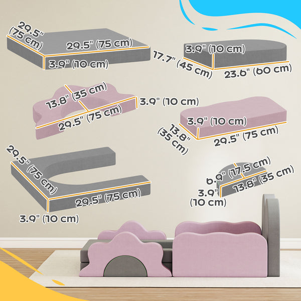 Jouets d'escalade 12 pièces avec piscine à balles (balles non-incluses), gris