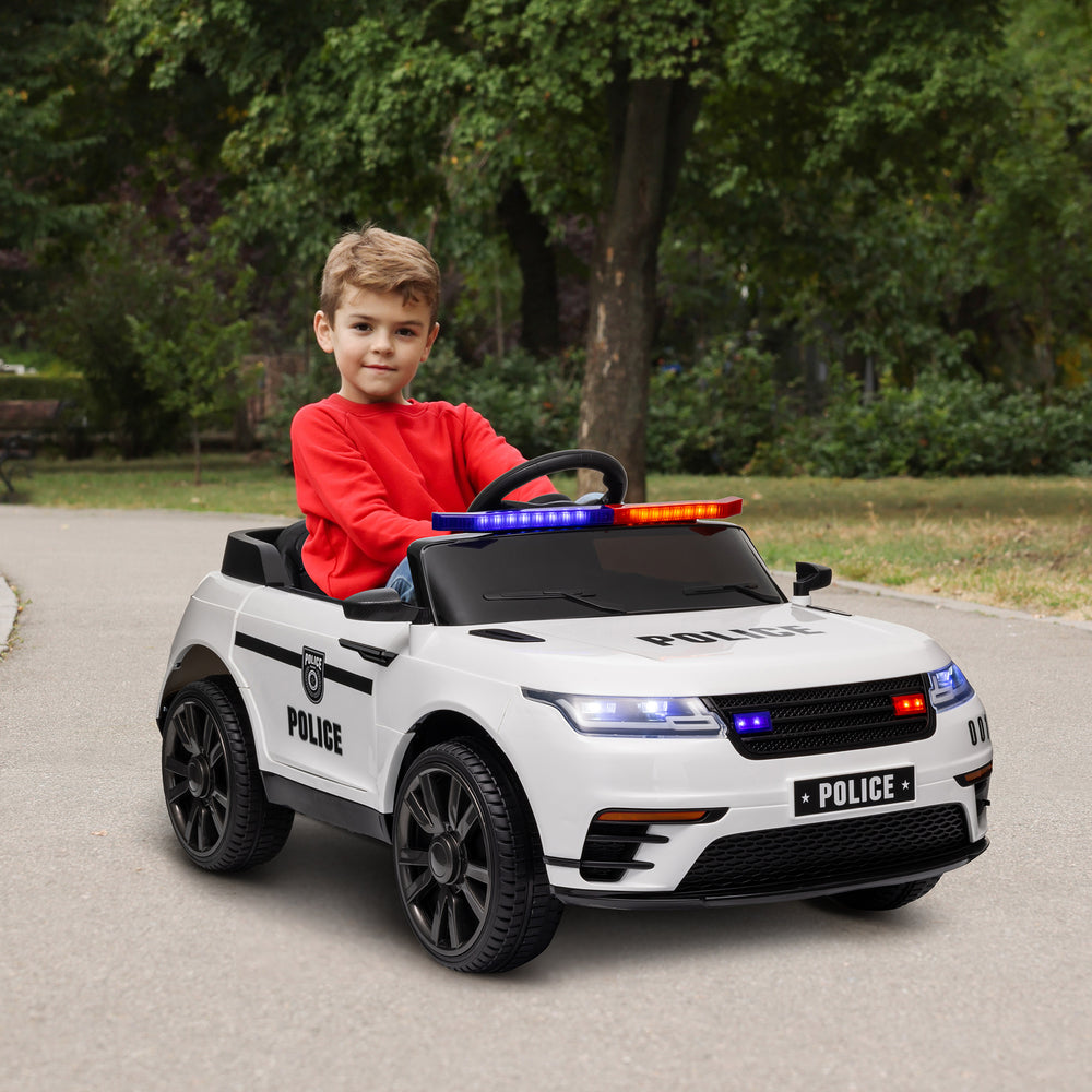 Voiture de police électrique 12 V avec télécommande, blanc
