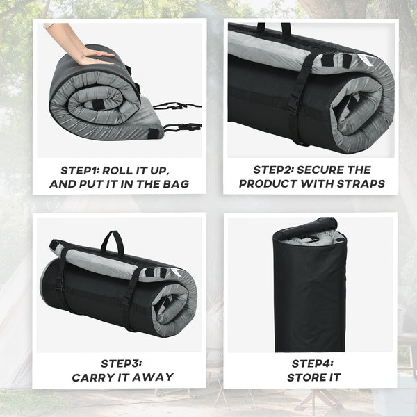 Matelas de sol en mousse à mémoire de forme avec sac de transport, gris