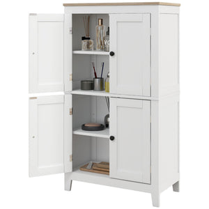 Armoire de rangement de salle de bain blanche avec 2 portes et plateau effet chêne