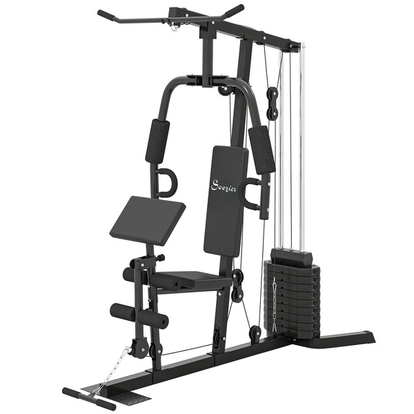 Station de musculation multifonctions avec colonne de poids de 45 kg