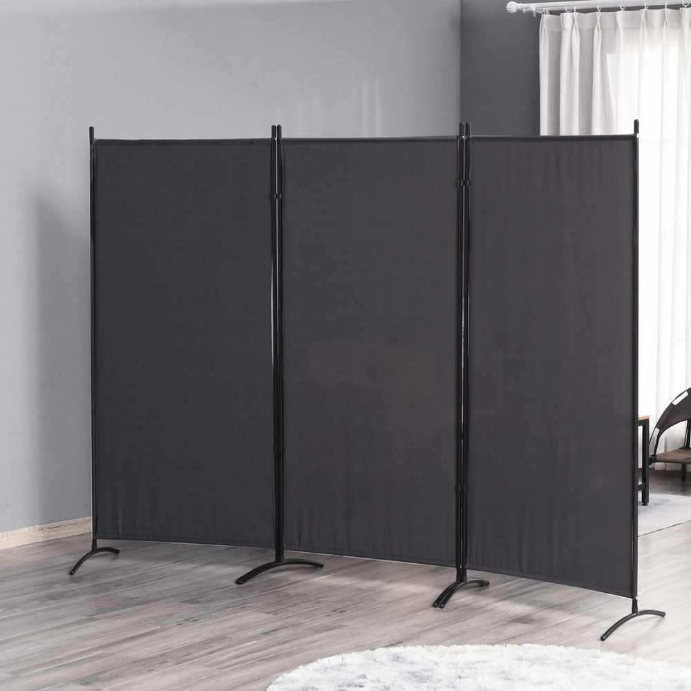 Paravent à 3 panneaux, double charnière et pliable, gris anthracite