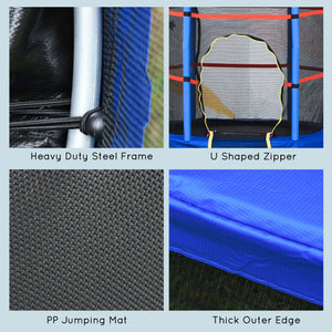 55" Kids Trampoline with Safety Enclosure, Blue