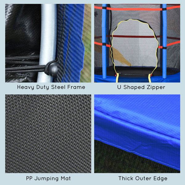 55" Kids Trampoline with Safety Enclosure, Blue