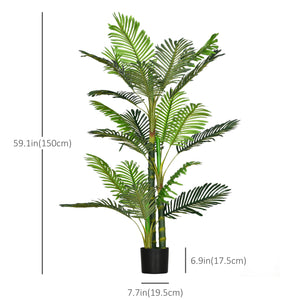 Arbre artificiel de palmier Areca en pot avec 21 feuilles pour décoration intérieure, vert