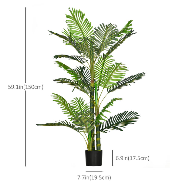 Arbre artificiel de palmier Areca en pot avec 21 feuilles pour décoration intérieure, vert