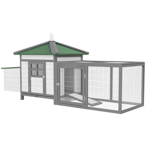 77" Chicken Coop with Nesting Box and Outdoor Run