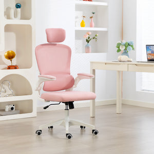 Ergonomic mesh office chair with lumbar support, pink