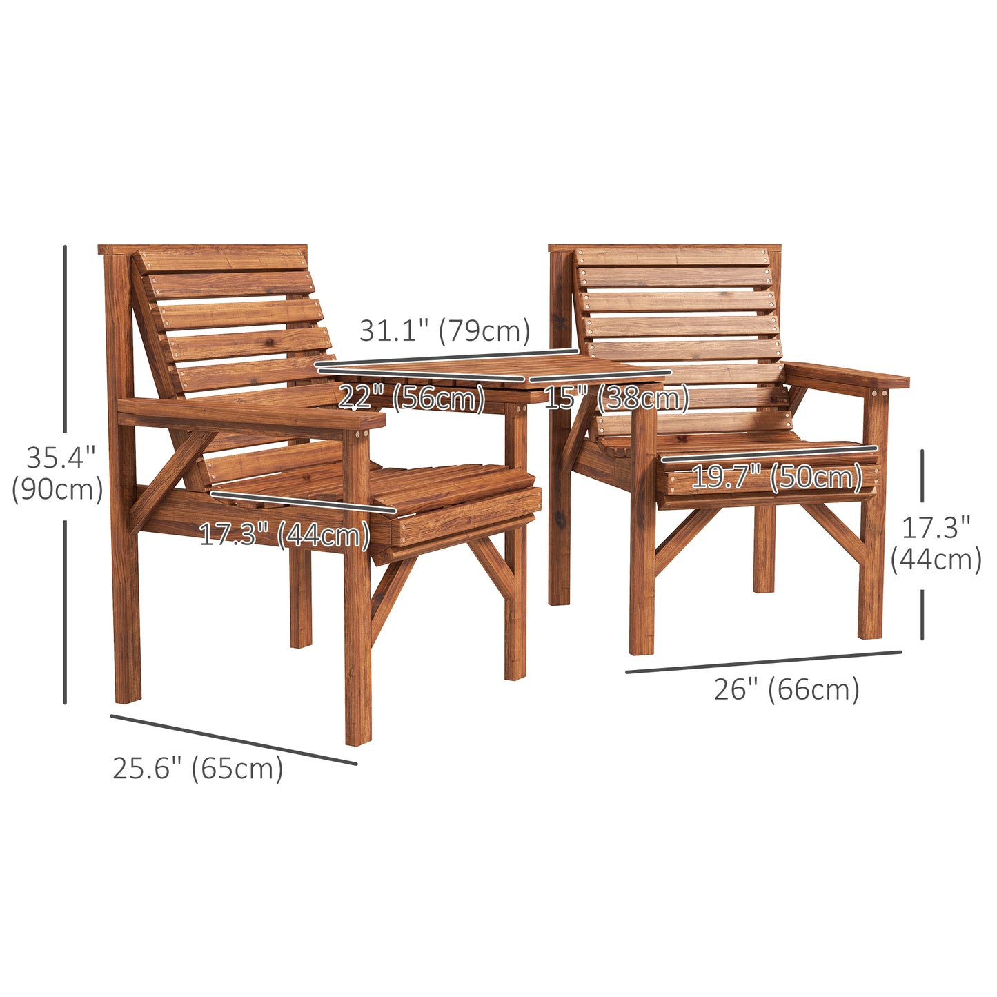 Ensemble de 3 bancs d'extérieur pour jardin et balcon, brun clair