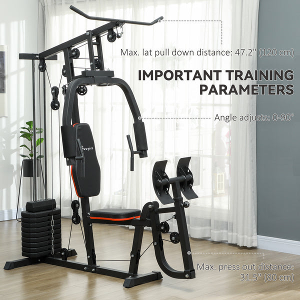 Appareil de musculation multifonction pour le tirage vertical et l'entraînement des jambes