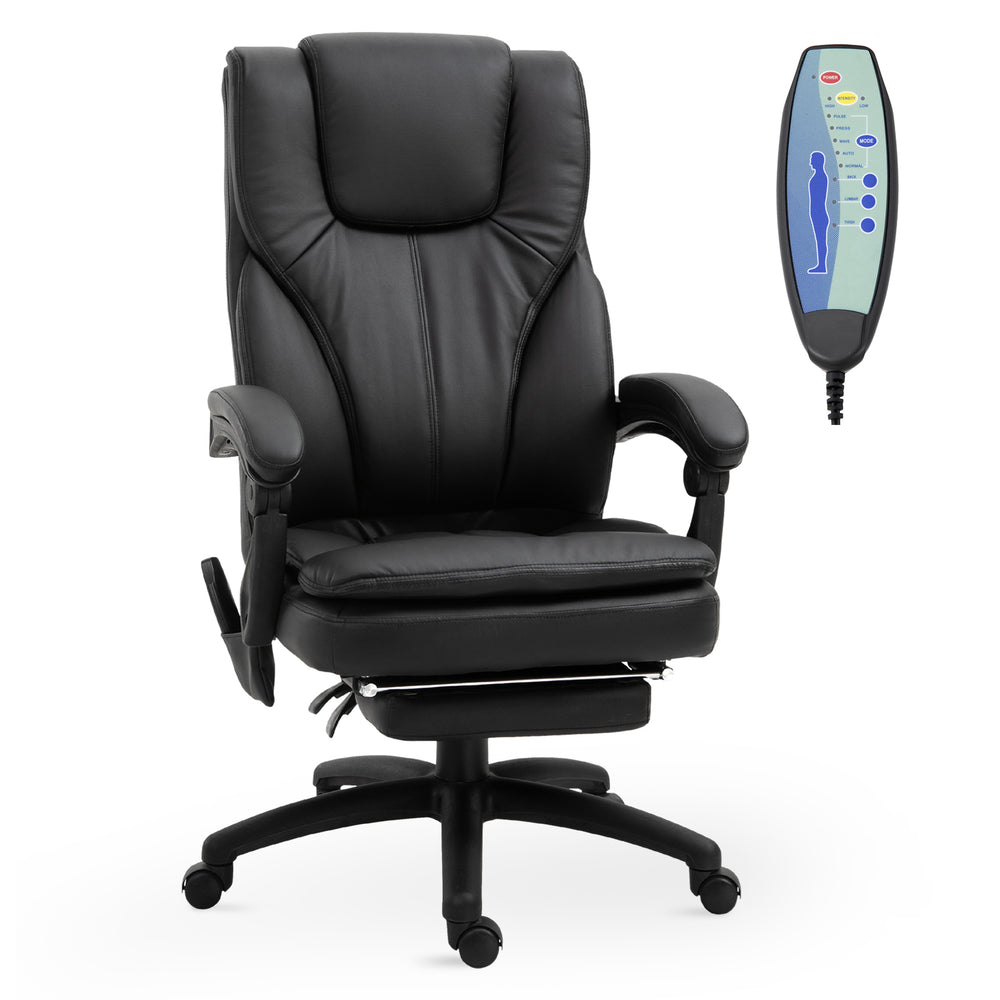 Fauteuil de bureau à massage par vibrations en 6 points avec repose-pieds rétractable
