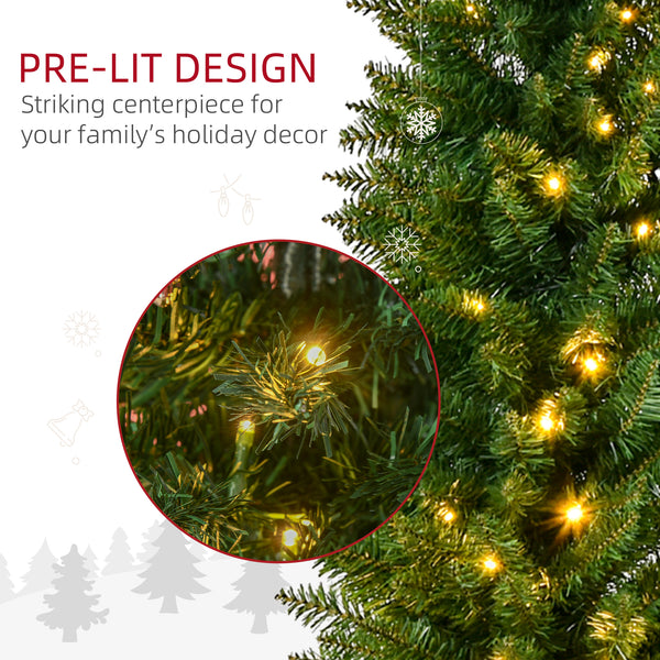 Sapin de Noël artificiel vert pré-éclairé de 6 pieds avec lumières LED blanc chaud