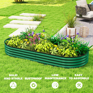 Jardinière d'extérieur surélevée galvanisée avec tuteur en métal, verte