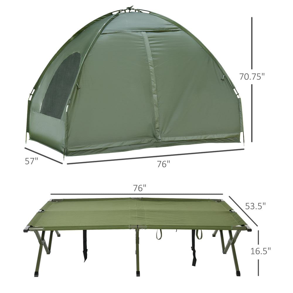 Tente de camping pliable et portable, matelas pneumatique avec sac de transport et pompe, abri de randonnée, lit de couchage, vert foncé
