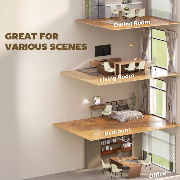 Ensemble de 4 chaises de cuisine rembourrées, couleur crème.