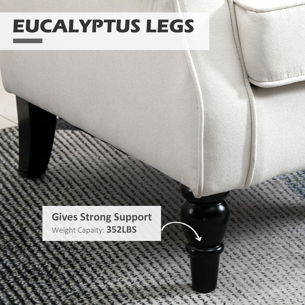 Fauteuil d'appoint capitonné à boutons, blanc