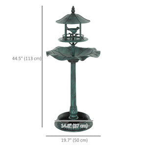 Bain d'oiseaux de jardin 3 en 1 sur pied avec grand bassin,