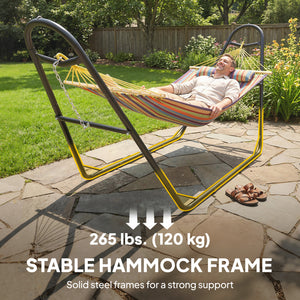 Hammock with Stand, Heavy Duty Camping Hammock with Detachable Pillow and Spreader Bar, 264 lbs Capacity, Multicolor