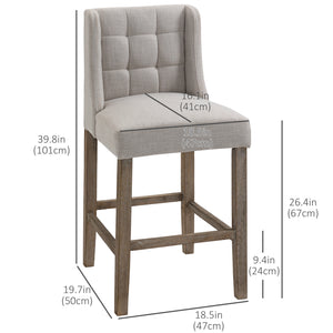 Modern upholstered and padded bar stools, beige
