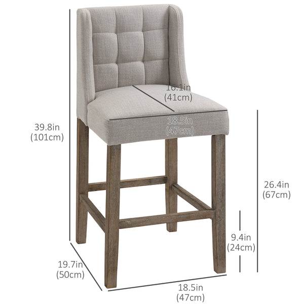 Modern upholstered and padded bar stools, beige