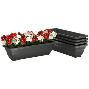 Lot de 5 pots de fleurs rectangulaires allongés, noir