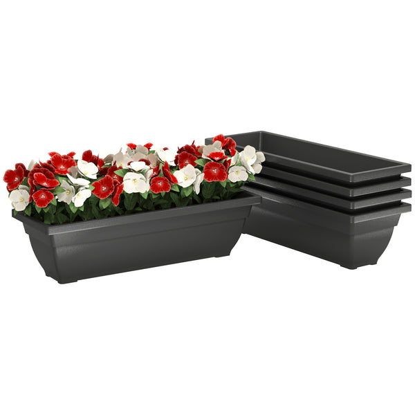 Lot de 5 pots de fleurs rectangulaires allongés, noir