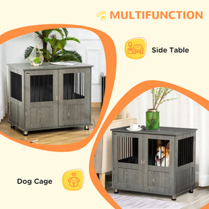 Meuble cage avec porte magnétique verrouillable, gris