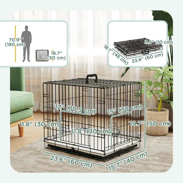 Cage avec 2 portes et coussin moelleux, noire