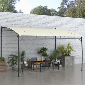 Pergola 10 x 13 avec toile de protection UV30+ et structure en acier, blanc crème