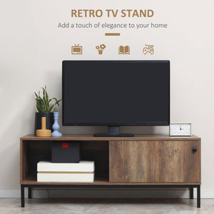 Meuble TV rétro pour téléviseurs jusqu'à 50 pouces avec porte coulissante, café