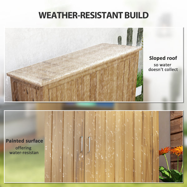 Abri de jardin en bois extérieur compact avec 2 étagères et 2 portes