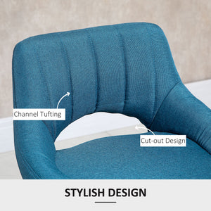 Set of 2 linen-covered bar stools, blue