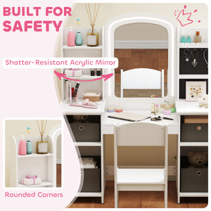 Ensemble coiffeuse et chaise avec miroir éclairé, blanc