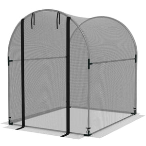 Grow cage with roll-up zippered door