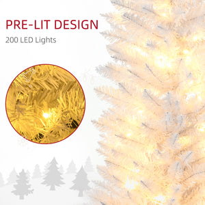 Sapin de Noël artificiel blanc de 6 pieds avec lumières LED blanc chaud