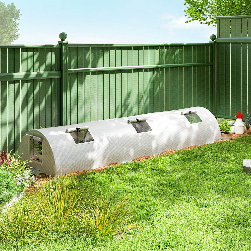 Mini serre portable avec 5 fenêtres en filet et structure en acier