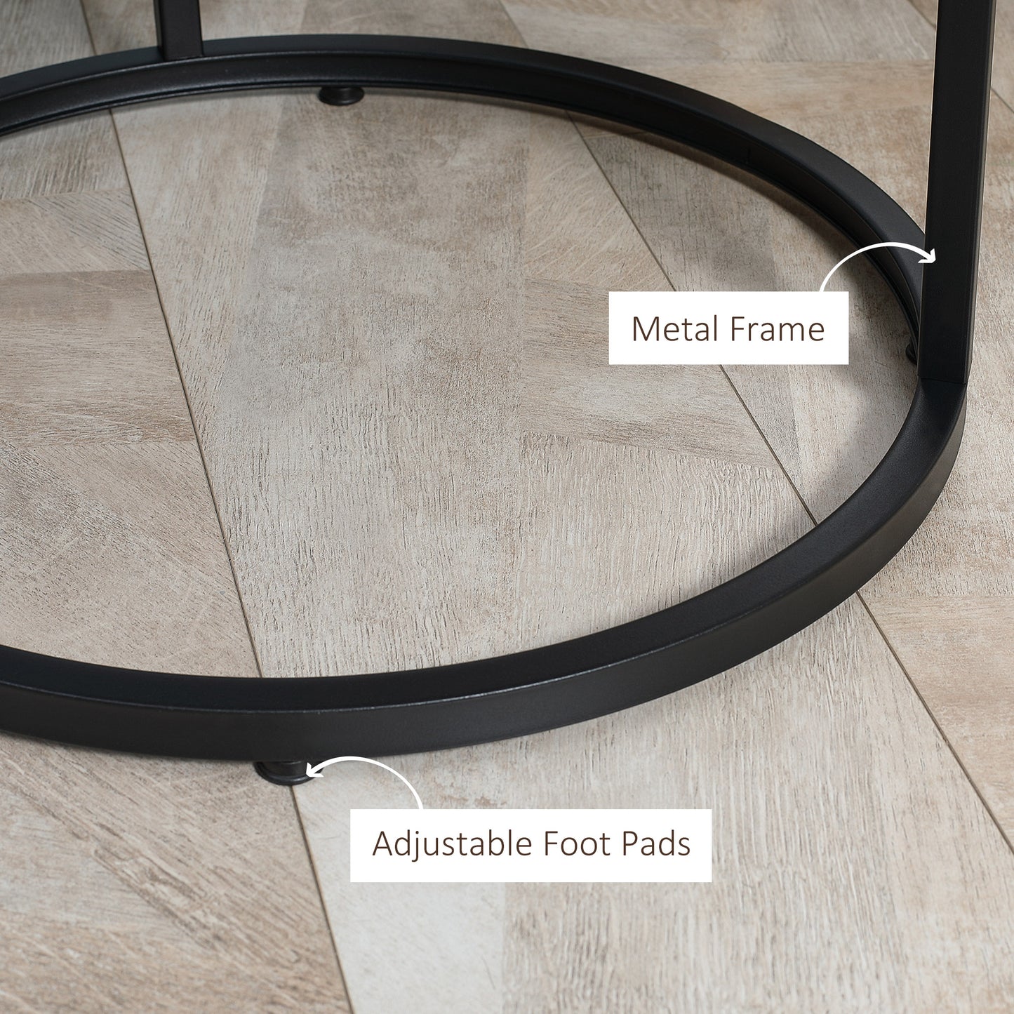 Lot de 2 tables basses rondes de 74 cm, tables d'appoint modernes pour salon avec base en métal, marron rustique