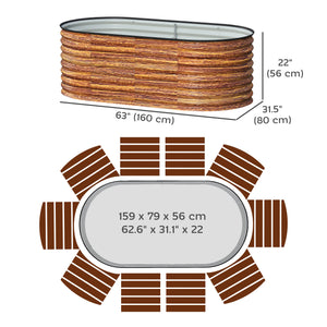 Jardinière surélevée galvanisée, aspect bois brun