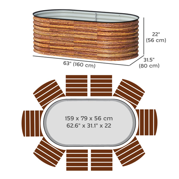 Jardinière surélevée galvanisée, aspect bois brun