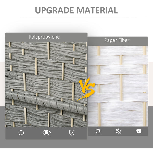 Cloison de séparation pliable à 6 panneaux, cloison tissée à la main, gris mélangé