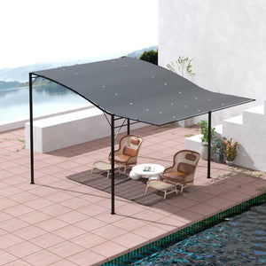 Pergola en métal 8 x 10 avec auvent latéral extensible, gris foncé