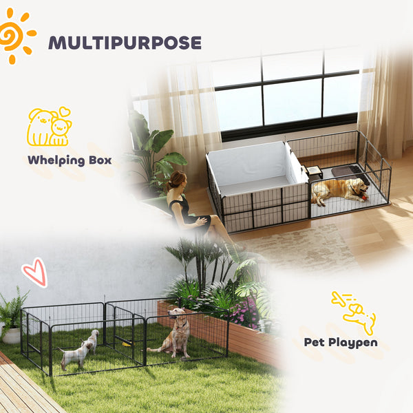 Caisse de mise bas à 7 panneaux avec tapis absorbants lavables