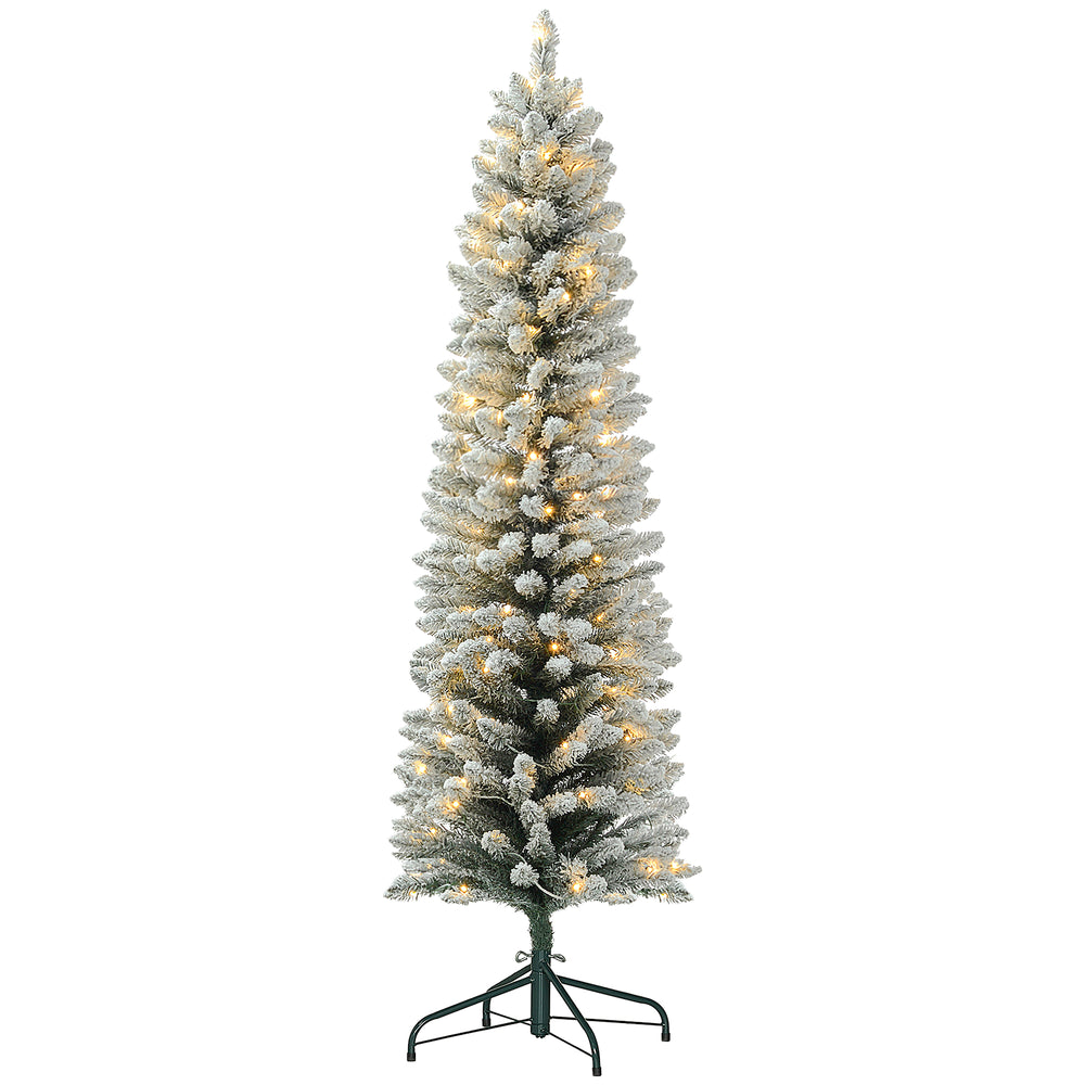 Sapin de Noël artificiel givré de 6 pieds pré-éclairé