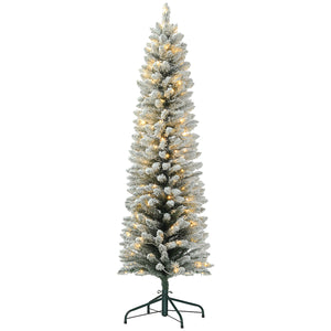 Sapin de Noël artificiel givré de 6 pieds pré-éclairé