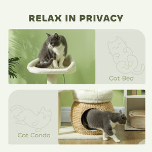 79cm Cat Tree with Scratching Posts, Cream White