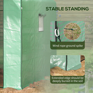 Small outdoor greenhouse with 2-tier U-shaped flower shelves