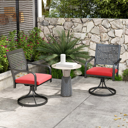 Ensemble de chaises pivotantes avec coussin avec accoudoirs incurvés, rouge