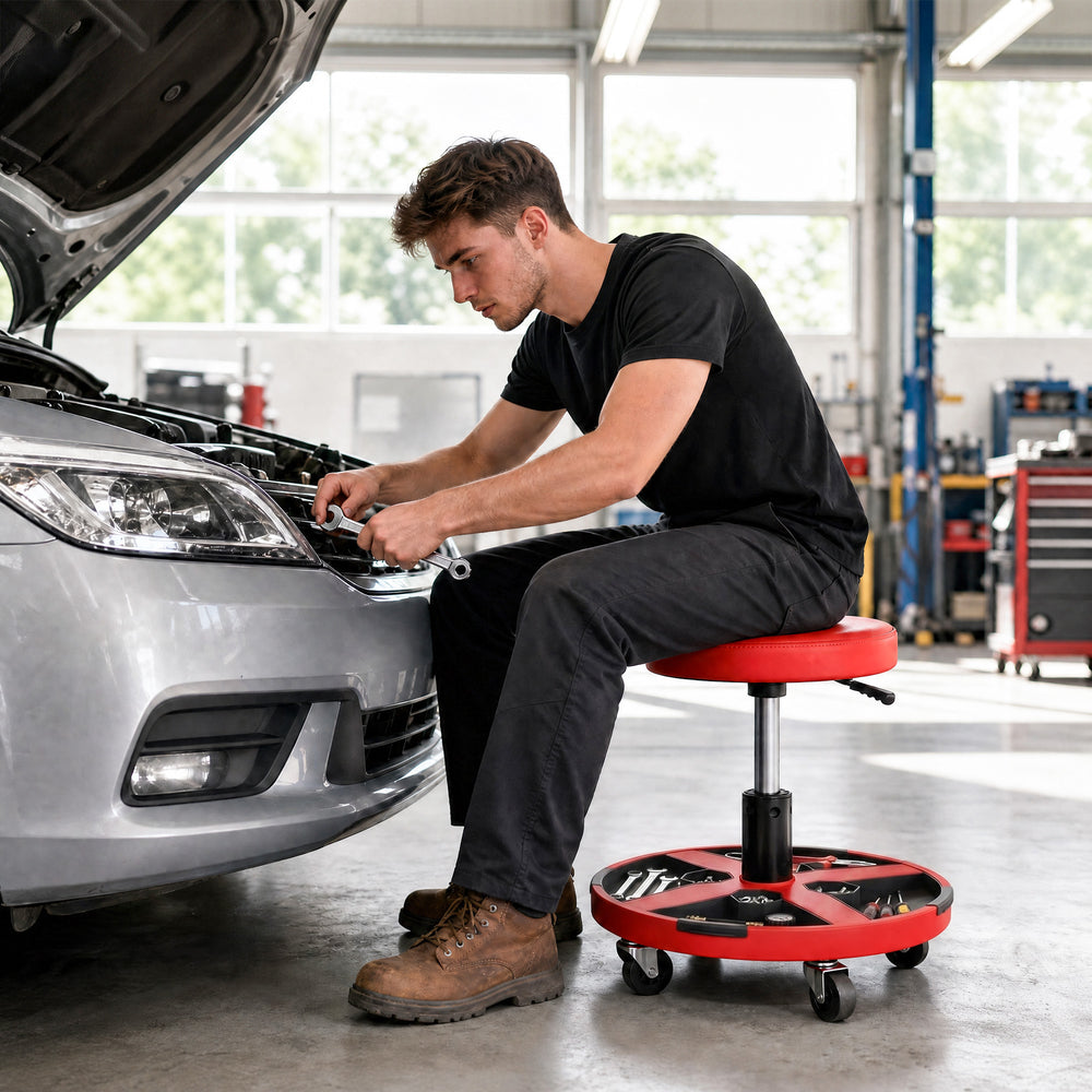 Red Mechanic's Rolling Stool