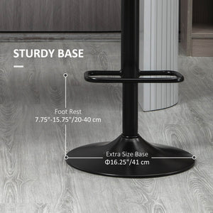 Lot de 2 tabourets de bar pivotants en cuir synthétique réglables avec repose-pieds, noir